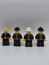 Lego Vintage Firefighter Minifigure City Town 1980's Lot of 4 Collectible Toys