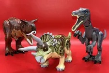 Jurassic World Gray/Blue Baryonyx, TRICERATOPS, CARNOTAURUS Lego FIGURES