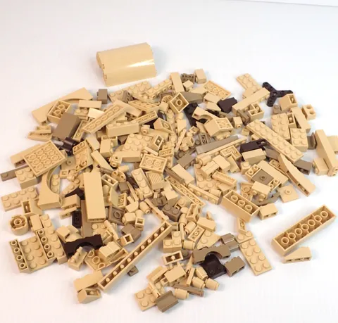 LEGO Parts - Assorted Tan, Dark Tan, Dark Brown Bulk Pieces - QTY 200+ pc (8oz)