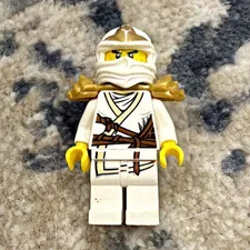 LEGO NINJAGO Zane White Ninja Minifigure w/ Gold Armor Plastic Age 5+
