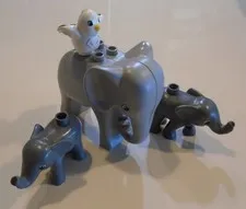 Lego Duplo Animals ~ Mama Elephant With 2 Baby and Bird