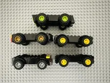 Lot Of 5 Lego Black Vehicle Bases With Wheels Car Frame 11650 Toy