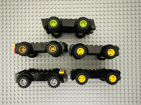 Lot Of 5 Lego Black Vehicle Bases With Wheels Car Frame 11650 Toy