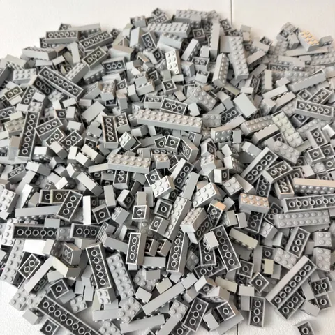 LEGO® 1,000 2x Wide Bricks Light Bluish Gray - Washed MOC 2x2 2x3 2x4 2x6 2x8