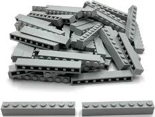 Lego 50 New Light Bluish Gray Bricks Building Blocks 1 x 8 Parts