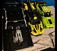 LEGO Assembled Vehicle Lot - Green & Yellow Cars w/ Black Display Base