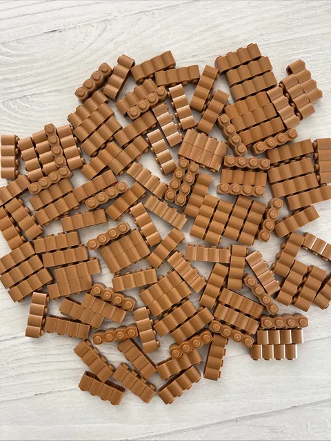 LEGO MEDIUM NOUGAT LOT 112 PCS 1X4 PALISADE BRICK LOG BUILDING PIECES