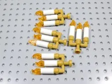 LEGO Lot of 4 Gold Candelabra w/ White Candles & Flames Accessory Minifig BT