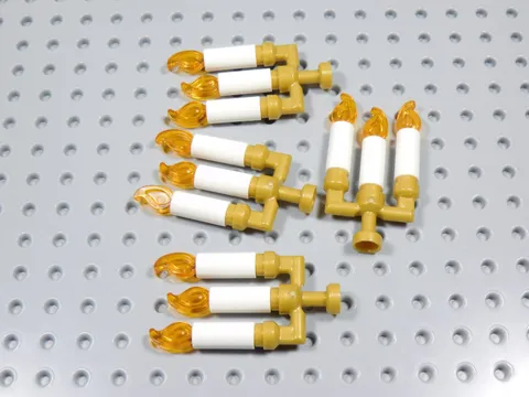 LEGO Lot of 4 Gold Candelabra w/ White Candles & Flames Accessory Minifig BT