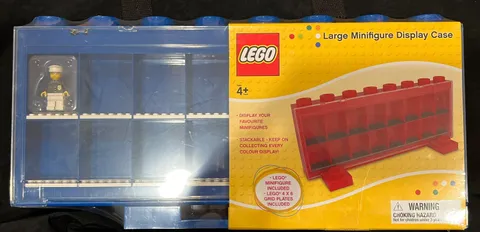 New Sealed Lego 16 Minifigure Display Case Blue Flip Down Stackable