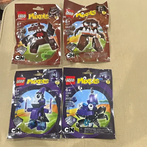 LEGO Mixels Two Sets: One Pair of Series 3 Purple and One Pair of Series 2 Brown