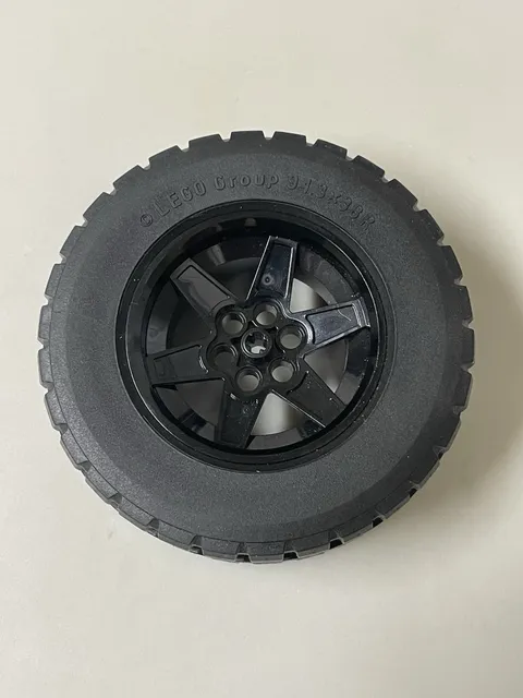 Lego Technic Unimog / Tumbler Large Wheel Tire 94.3x38R Black Rim Nice