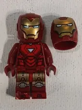 Lego Minifigure Iron Man With Extra Mask. (Damaged Right Foot)