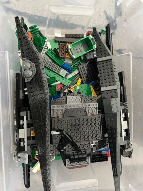 lego star wars and parts of green freight train set
