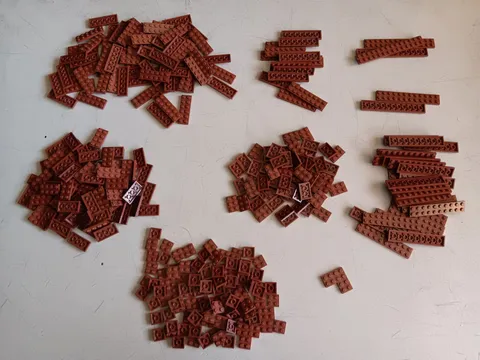 LEGO BULK LOT 374 REDDISH BROWN FLAT PLATES 2X2 2X3 2X4 2X6 2X8 2X10 2X12 2X14