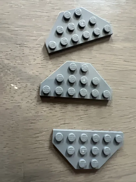 LEGO 2419 Dark Bluish Gray Wedge, Plate 3 x 6 Cut Corners 3 Pieces