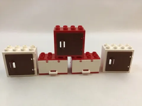 Lego Duplo Doors Compartments Red  W/ Mixed Colors Set Of 5 Replacement Pieces