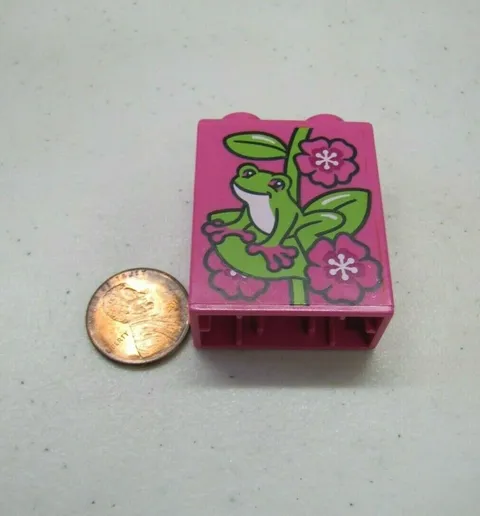 Lego Duplo JUNGLE FROG w/ PINK FLOWERS RAINFOREST ZOO Specialty Printed Block 