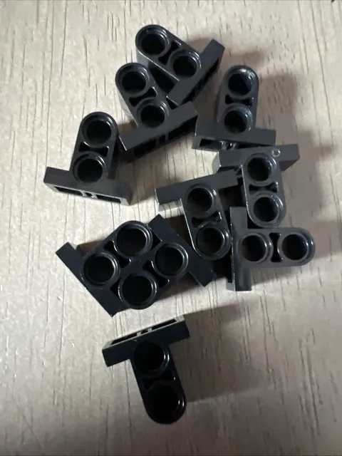 LEGO 32530 Black Technic Pin Connector Plate 1x2x1 2/3 w/ 2 Holes on Top 10 Pcs