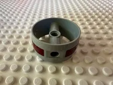 LEGO Cylinder 4 x 4 x 1 2/3  with Dark Red Stripe 41531pb010 Set 8091