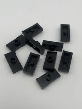Lego 10x3794a Plate 1x2 Tiles Modified with Center Pin Black Black