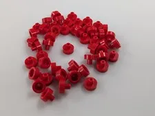 Lego Lot x50 Red Tile, Round 1 x 1 with Bar and Pin Holder # 20482