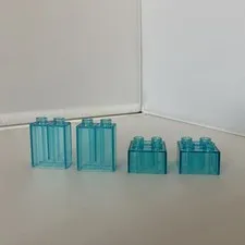 LEGO DUPLO Transparent Blue Building Block Lot of 4 Bricks 2 x 2 and 2 x 1 