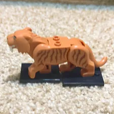 LEGO Tiger Animal Figure, Tan & Black Stripes, Printed Plastic, 1 Piece