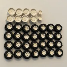 LEGO Black wheels (White rims) Lot (30+)
