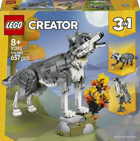 LEGO Creator 3 in 1 Forest Animals: Gray Wolf 31393 Building Toy Set New Gift