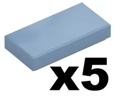 Lego 5 New TILE Sand Blue 1 x 2 Stud Plain Mosaic Pieces Part 3069 BL01