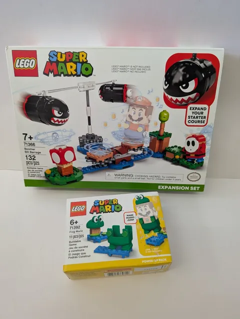 Lot of 2 LEGO Super Mario 71392 FROG MARIO & 71366 BOOMER BILL BARRAGE NEW 