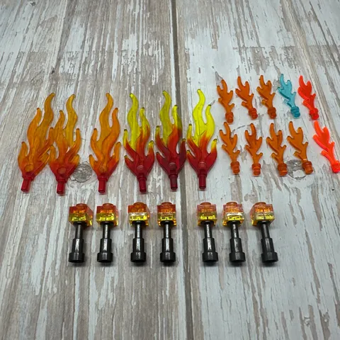 Lego Parts - Translucent Red, Yellow, Orange & Blue Flame Parts & Torches Lot
