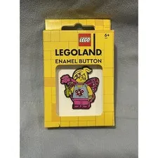 NEW Legoland Florida Enamel Button - LEGO Pink Butterfly Girl w/ Flowers