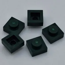 Lego - 5 Basic Dark Green 1 x 1 Stud Plates 3024