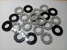 LEGO BULK LOT 21 LIGHT BLUISH GRAY & BLACK ROUND PLATE 4X4 WITH 2X2 HOLE #11833