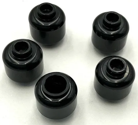 Lego 5 New Black Minifigure Heads Plain Parts