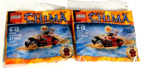 2 - LEGO 30265 Legends of Chima Worriz' Fire Bike Rubber Tread Tires Retired New