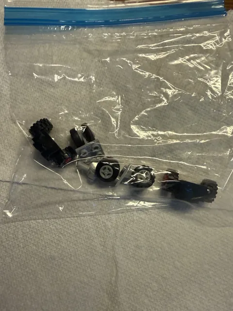 LEGO Wheel, Tire & Axle Parts Lot - Black/Light Gray Rubber Plastic in Bag