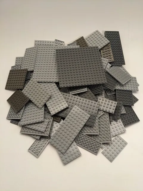 LEGO 120pcs 4x4 4x6 4x8 6x6 8x16 16x16 Gray Baseplates Mix Bulk Lot Plates Base