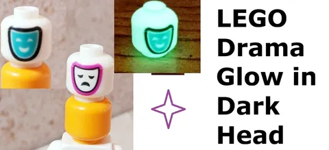 New LEGO Drama Head Glow in the Dark Pink Blue Sad Happy Unique Rare Cool Part