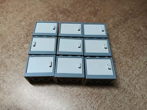 LEGO 9 LIGHT BLUISH GRAY CONTAINER CUPBOARD CABINET WHITE DOORS 2X3X2