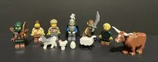 Lego Medieval / Castle Minifigures And Animals Lot Knights Peasants Cow Rogue