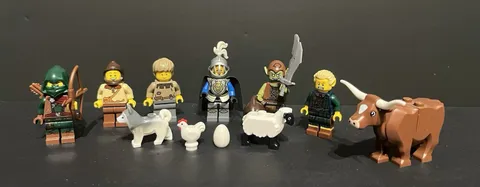 Lego Medieval / Castle Minifigures And Animals Lot Knights Peasants Cow Rogue
