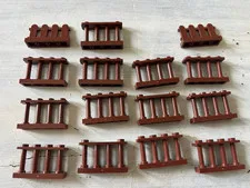 LEGO Reddish Brown Fence Lot 15 Pieces Spindled & Picket 1x4x2