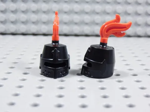 LEGO Lot of 2 Black Knight Helmets w/ Red Plume Feather Minifig Castle BM