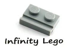 12 LEGO Light Bluish Grey Plate 1 x 2 with Door Rail (32028) - (12 Pieces)