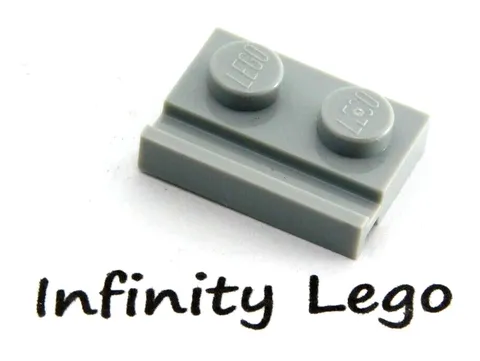 12 LEGO Light Bluish Grey Plate 1 x 2 with Door Rail (32028) - (12 Pieces)