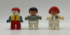 Lego Group Duplo # 4555 Set Of 3 Figures Clown - Father/Dad - Formula 1 Driver