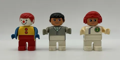 Lego Group Duplo # 4555 Set Of 3 Figures Clown - Father/Dad - Formula 1 Driver